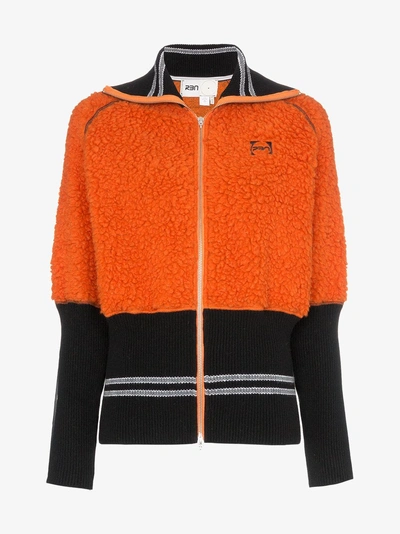 Rbn X Bjorn Borg Two-tone Fleece Insert Zip-up Wool Bomber Jacket In Orange  | ModeSens