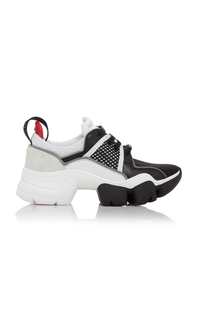 Shop Givenchy Jaws Two-tone Canvas And Leather Sneakers In Multi