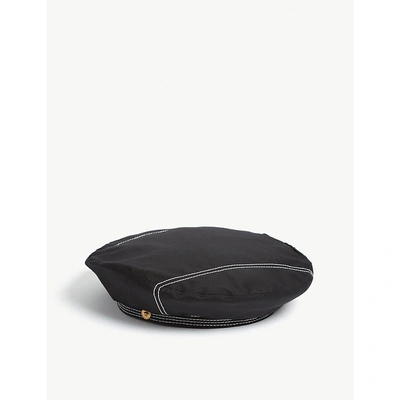 Shop Versace Logo Cotton-blend Beret In Nero