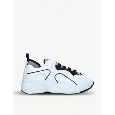 Shop Acne Studios Rockaway Wedge Leather Trainers In White/navy