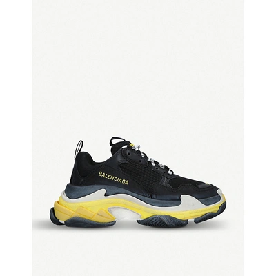 Shop Balenciaga Triple S Leather And Mesh Trainers In Blk/other
