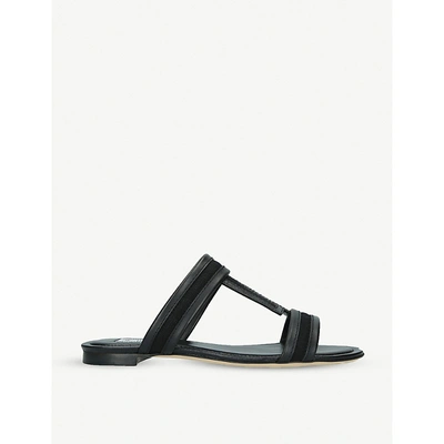Shop Tod's Leather And Woven Sandals In Black