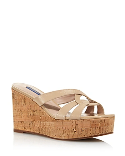 Shop Stuart Weitzman Women's Cadence Wedge Sandals In Bambina Caviar Leather