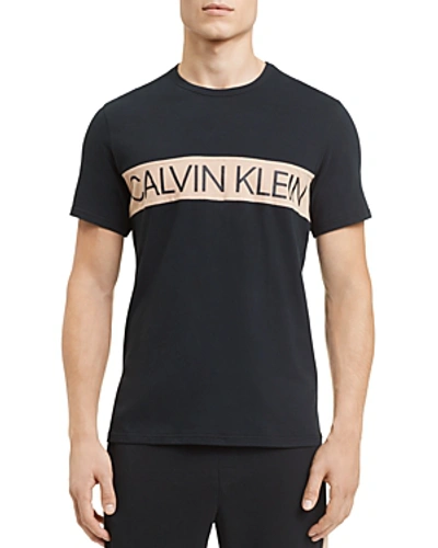 Shop Calvin Klein Logo-print Crewneck Tee In Black