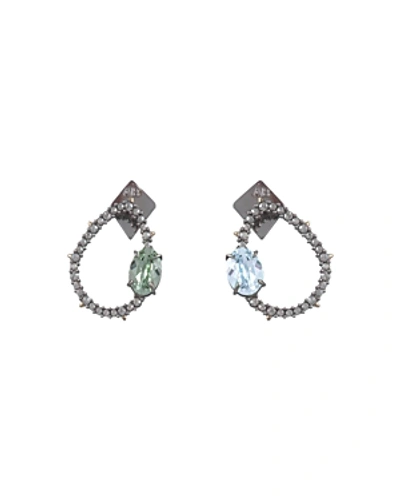 Shop Alexis Bittar Crystal Encrusted Mismatched Earrings In Silver/multi