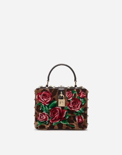 Shop Dolce & Gabbana Velvet Stitch Dolce Box Bag In Leopard Print