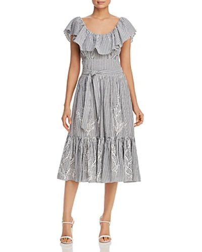 Shop Tory Burch Eyelet Seersucker Dress In Cotton Stripe