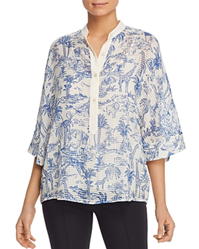 Shop Tory Burch Tessa Printed Silk Top In Ivory Far And Away