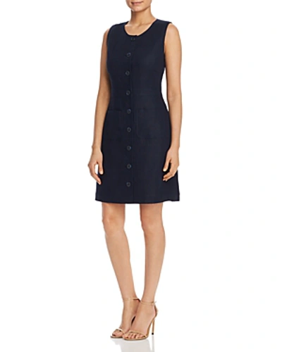 Shop Tory Burch Sleeveless Linen Dress In Tory Navy