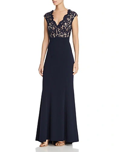 Shop Eliza J Lace Bodice Gown In Navy