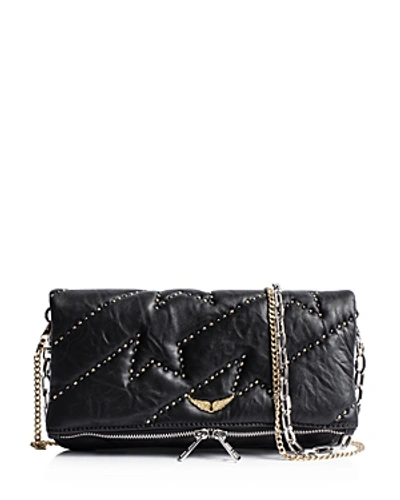 Shop Zadig & Voltaire Rocky Zv Studded Leather Clutch In Black