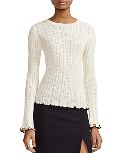 Shop Maje Mimosa Pointelle Sweater In White