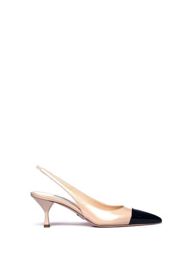 Shop Prada Slingback Sandal In Travertino+royal