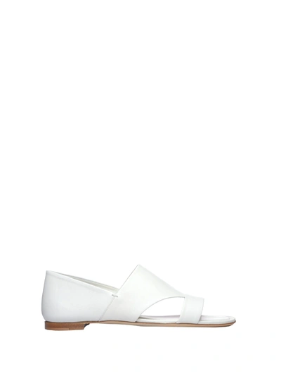 Shop Tod's Flat Sandals In Bianco