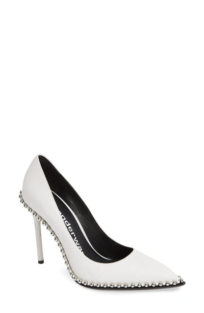 Shop Alexander Wang Rie Stud Pointy Toe Pump In White