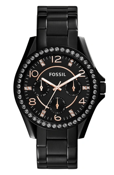 Shop Fossil 'riley' Round Crystal Bezel Bracelet Watch, 38mm