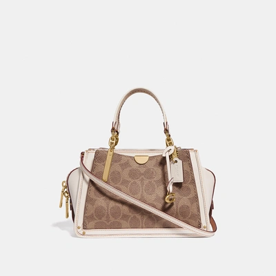 Shop Coach Dreamer 21 In Signature Canvas In Tan/chalk/brass