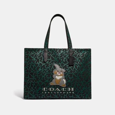 Shop Coach Disney X Thumper Tote 42 With Graphic Animal Print - Men's In Green Multi/black Copper