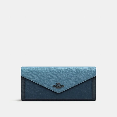 Shop Coach Soft Wallet In Colorblock In Slate Multi/gunmetal