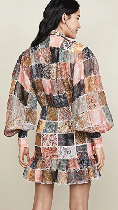Shop Zimmermann Ninety-six Patch Mini Dress In Patchwork Paisley