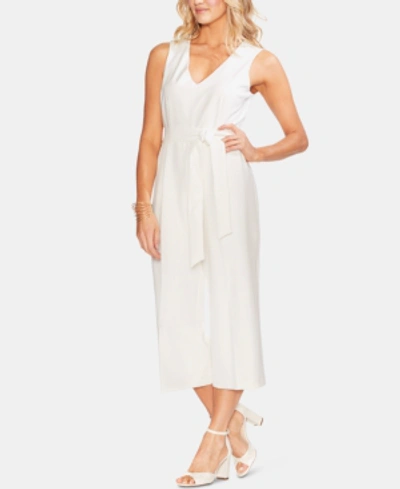 Shop Vince Camuto Belted Cropped Jumpsuit In New Ivory