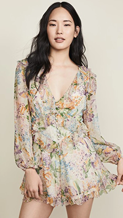 Shop Zimmermann Ninety-six Flutter Romper In Tulip Floral