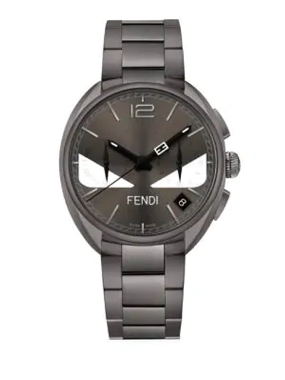 Shop Fendi Momento  Bugs Cushion Stainless Steel Chronograph Watch In Gunmetal