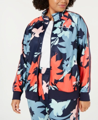 Shop Champion Plus Size Printed Track Jacket In Graphic Garden