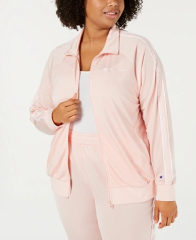 Shop Champion Plus Size Track Jacket In Primer Pink
