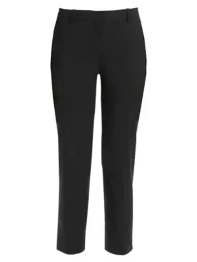 Shop Theory Crunch Cropped Stretch-linen Trousers In Black