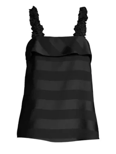 Shop Rebecca Vallance Dolores Striped Satin Camisole In Black