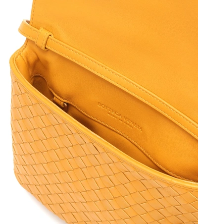 Shop Bottega Veneta Intrecciato Leather Crossbody Bag In Yellow
