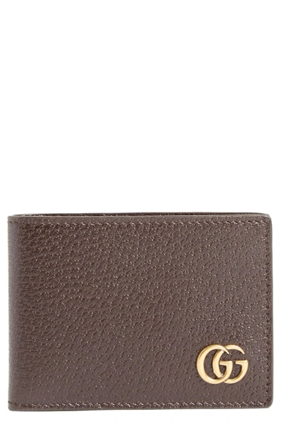 Shop Gucci Marmont Leather Wallet In Cocoa