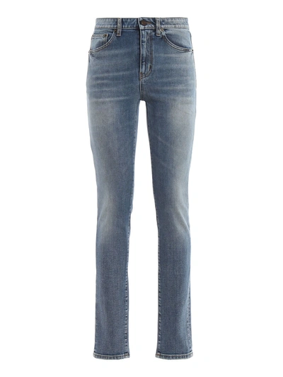 Shop Saint Laurent 5 Pockets Skinny Jeans In Used Medium Blue