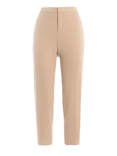 Shop Chloé Cropped Trousers In Macadamia Brown