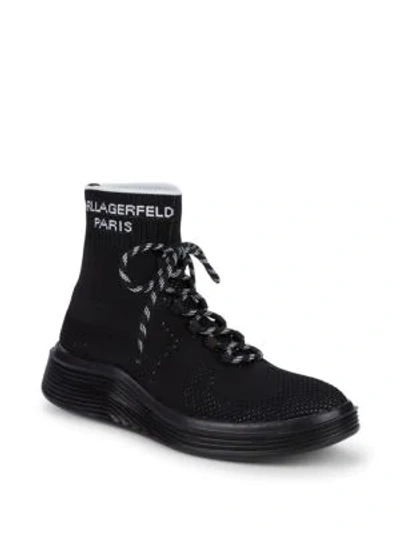 Shop Karl Lagerfeld Logo High-top Sneakers In Black