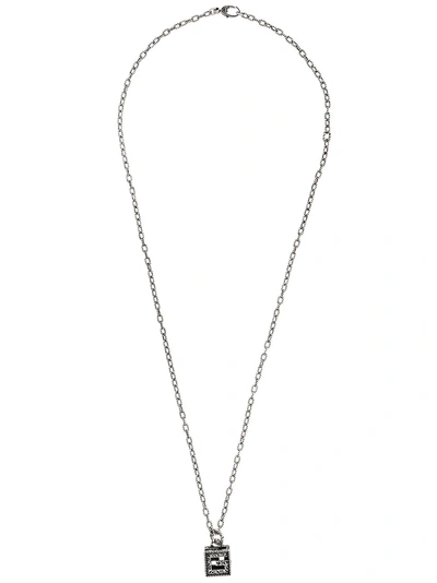 Shop Gucci Geometric Logo Necklace - Silver