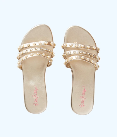 Shop Lilly Pulitzer Tabbie Pearl Slide Sandal In Gold Metallic