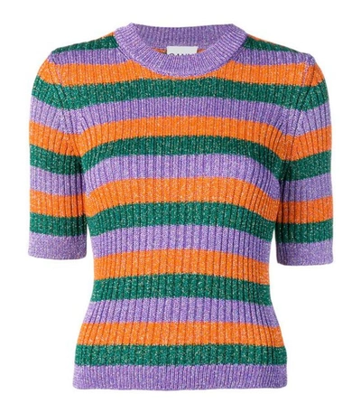 Shop Ganni Adler Stripe Knit Top In Multi