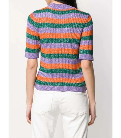 Shop Ganni Adler Stripe Knit Top In Multi