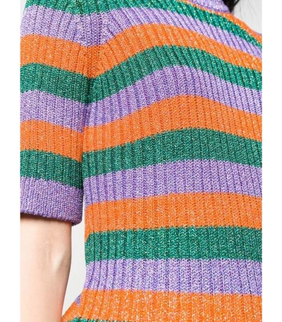 Shop Ganni Adler Stripe Knit Top In Multi