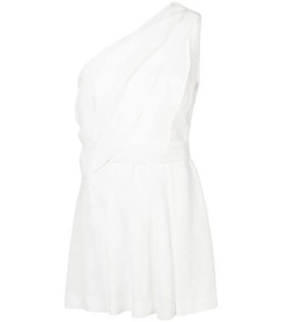 Shop Saint Laurent Grecian Pleat Crepe Dress In White