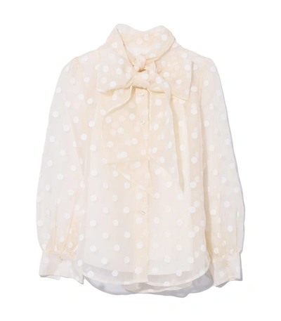 Shop Marc Jacobs Button Blouse With Long Bow Tie In Ivory