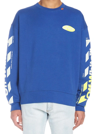 Shop Off-white Diag Split Logo Sweatshirt In Blue