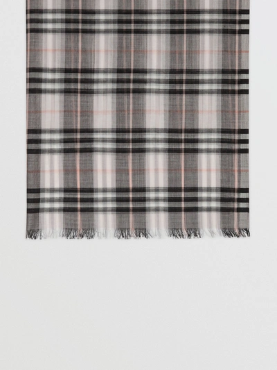 Shop Burberry Vintage Check Lightweight Wool Silk Scarf In Apricot