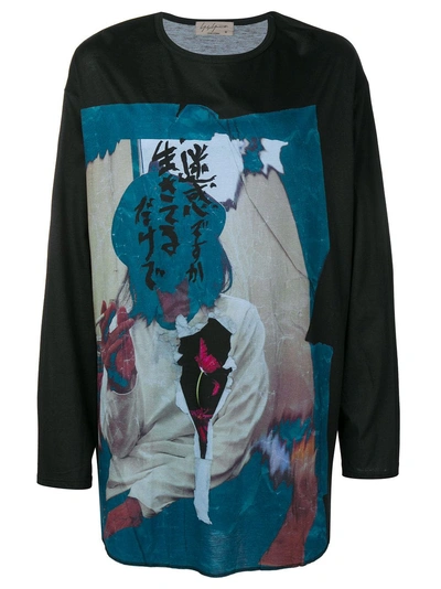 Shop Yohji Yamamoto Long Sleeve Geisha T-shirt - Black