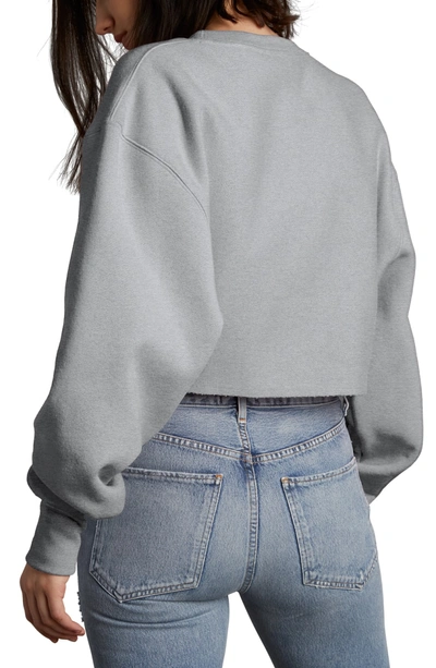Shop Champion Crop Reverse Weave Sweatshirt In Oxford Grey