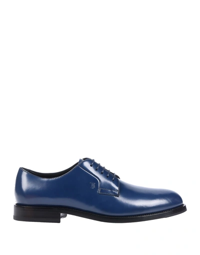 Shop Tod's Man Lace-up Shoes Blue Size 6.5 Soft Leather