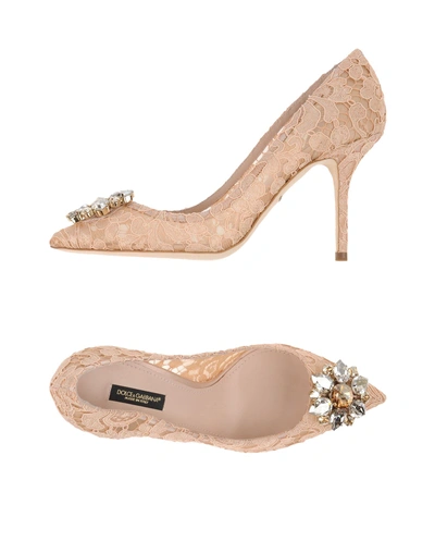 Shop Dolce & Gabbana Woman Pumps Pink Size 6.5 Viscose, Cotton, Polyamide, Silk