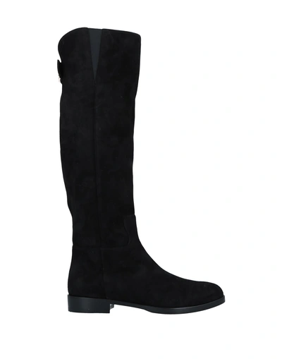 Dolce & Gabbana Black Suede Knee High Flat Boots Shoes In Black